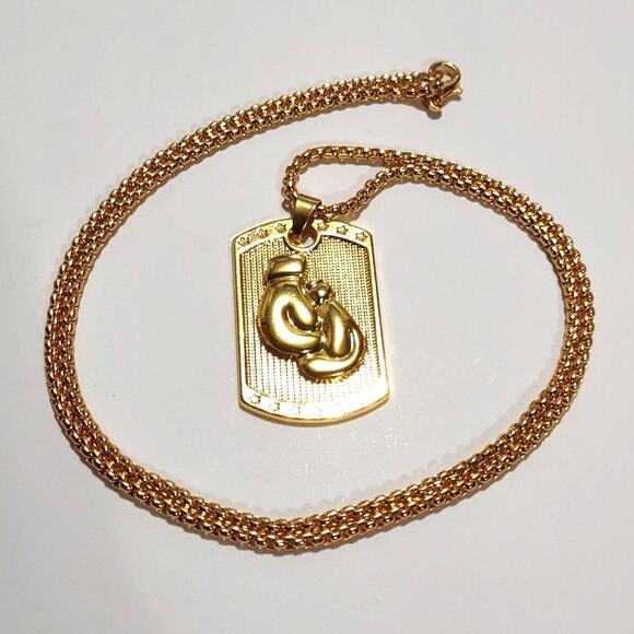 Golden Gloves Boxing Necklace Fighter PendantUFC Christmas Birthday Gift New!!
